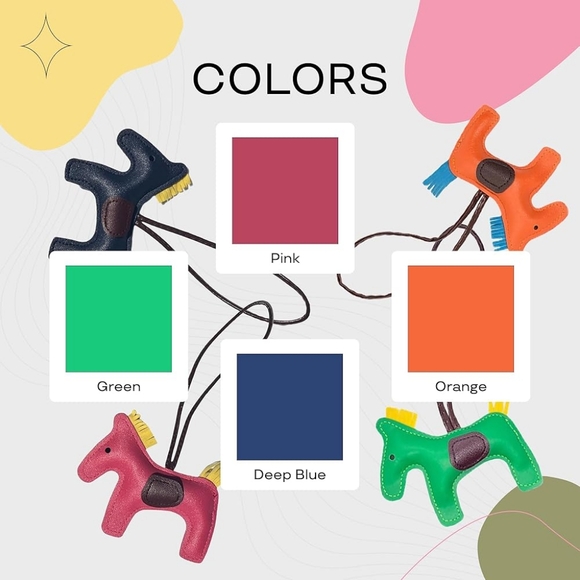 Designer Inspired Rodeo Green & Orange Horse Bag Charm Keychain New - Picture 7 of 7